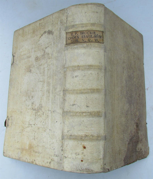 1759 PIGSKIN BOUND ANTIQUE FOLIO MONASTIC LIFE Codex Regularum by L. Holstenii