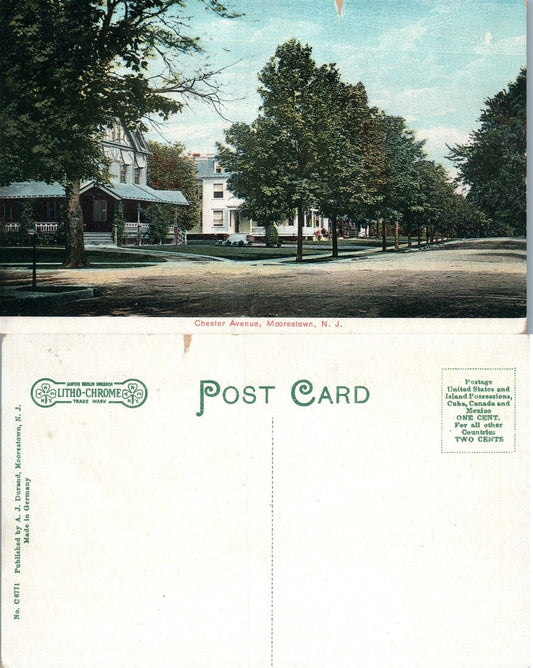 MOORESTOWN N.J. CHESTER AVENUE ANTIQUE POSTCARD