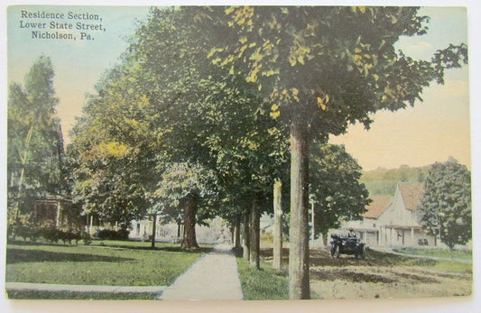 VINTAGE 1940 POSTCARD LOWER STATE STREET NICHOLSON PA