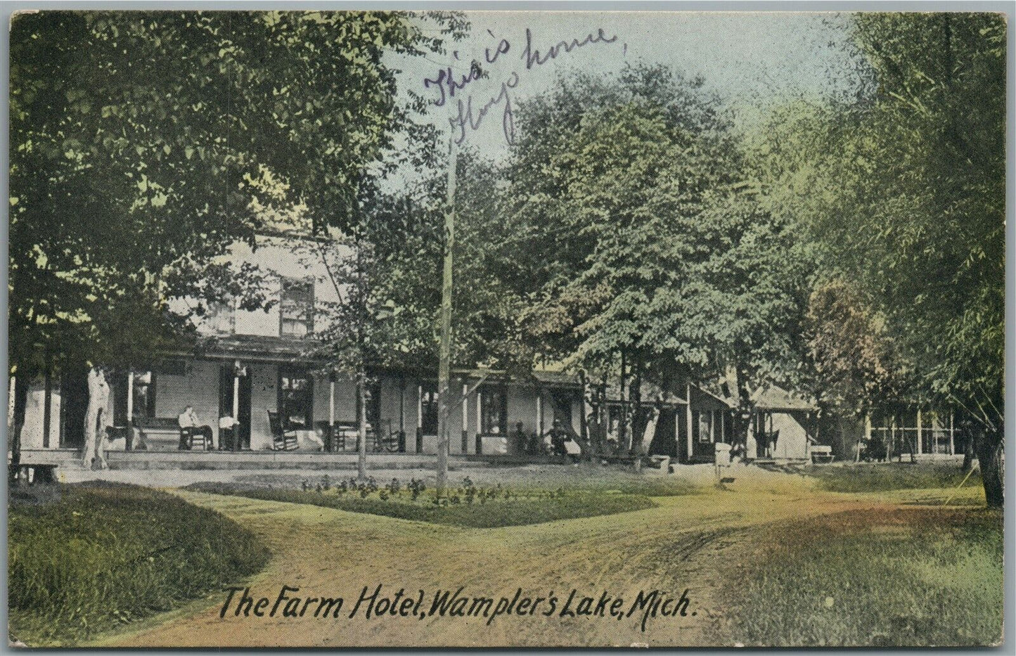 WAMPLER'S LAKE MI FARM HOTEL ANTIQUE POSTCARD