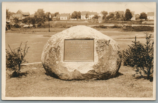 WESTBROOK MA RIVERBANK PARK MEMORIAL PLAQUE ANTIQUE REAL PHOTO POSTCARD RPPC