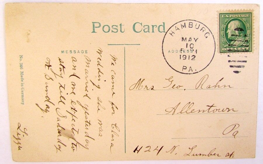 1912 ANTIQUE POSTCARD PUBLIC SCHOOL HAMBURG PA