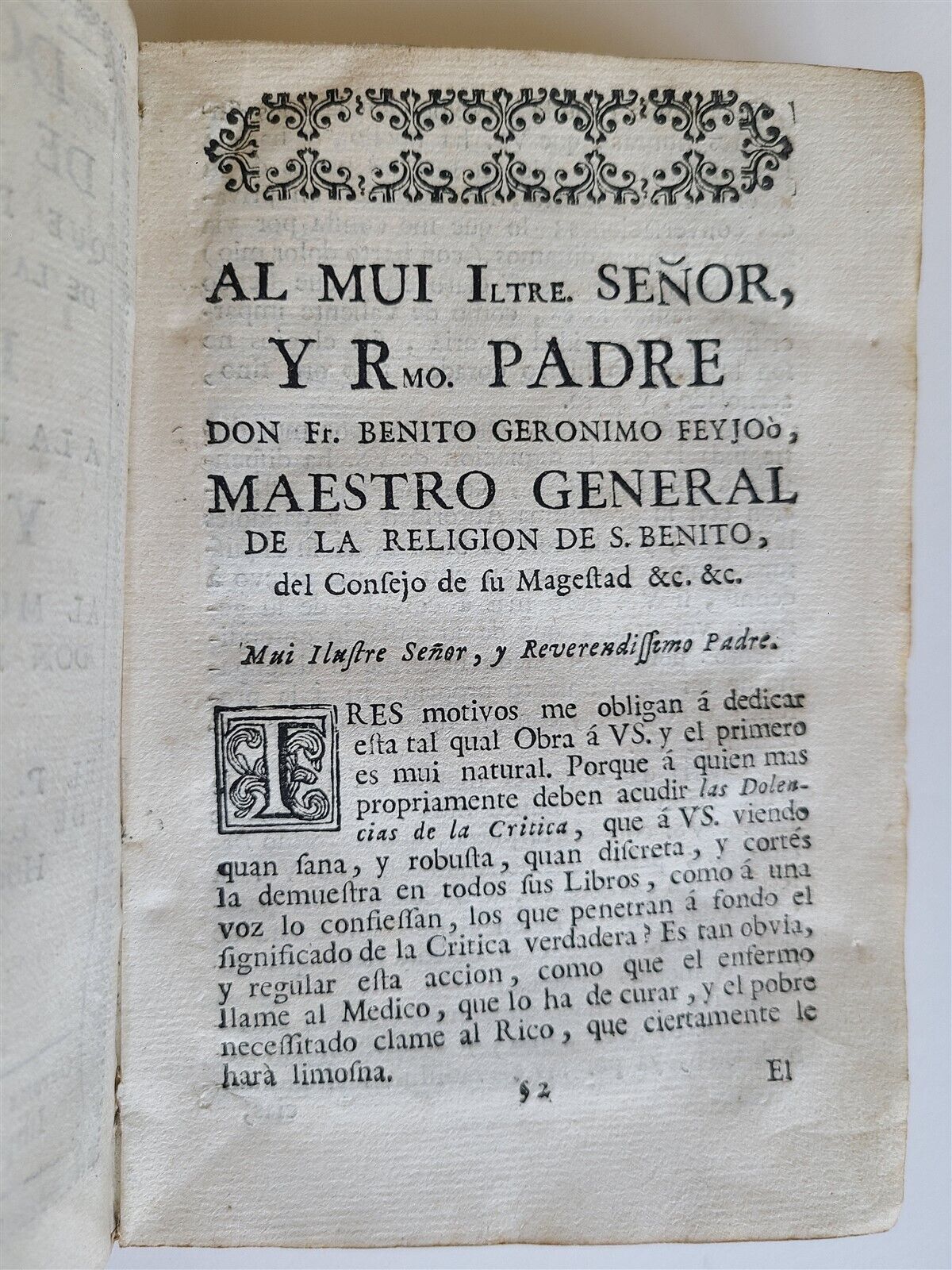 1760 DOLENCIAS DE LA CRITICA by Antonio Codorniu antique in SPANISH