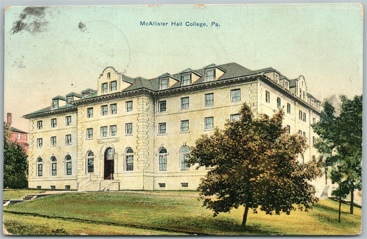 STATE COLLEGE PA McALLISTER HALL 1910 ANTIQUE POSTCARD