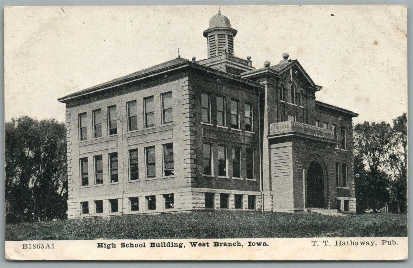 WEST BRANCH IA HIGH SCHOOL ANTIQUE POSTCARD