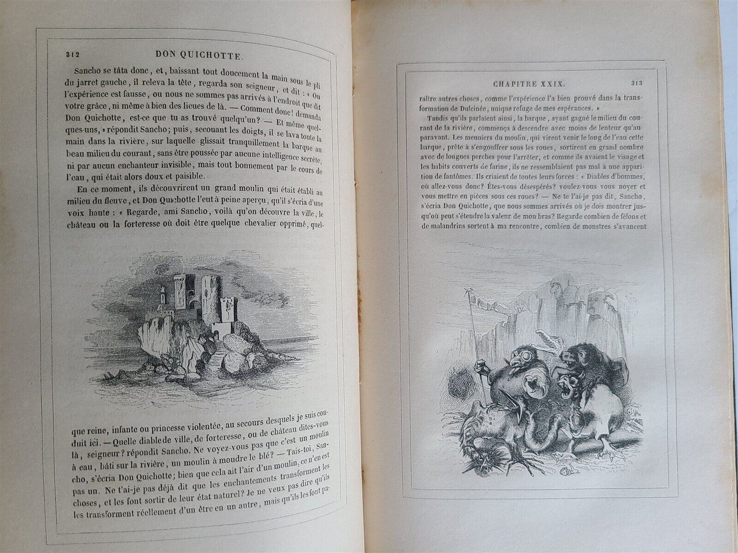 1836 DON QUICHOTTE DE LA MANCHE MIGUEL de CERVANTES 2 VOLS antique ILLUSTRATED