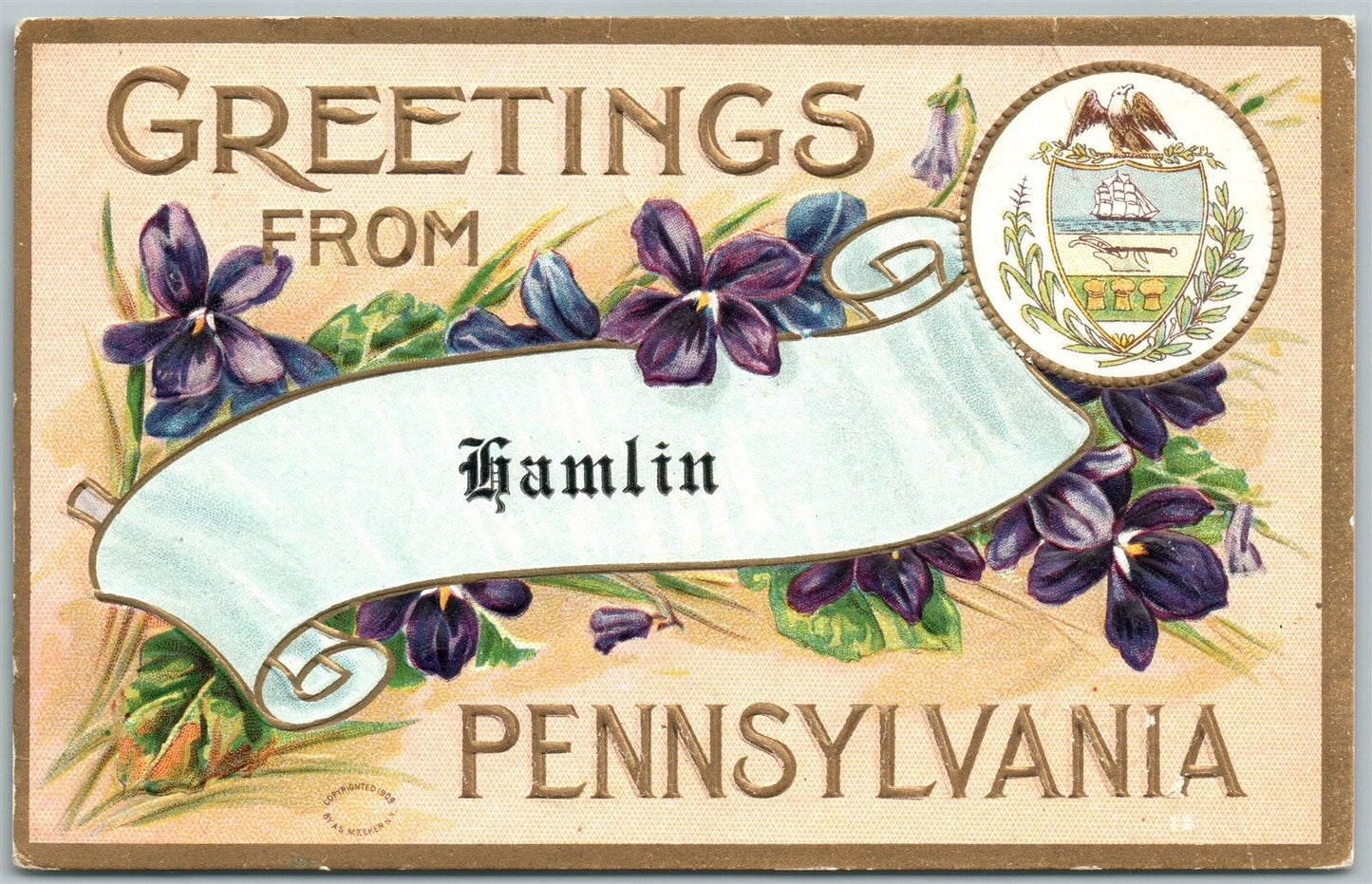 HAMLIN PA GREETINGS ANTIQUE POSTCARD