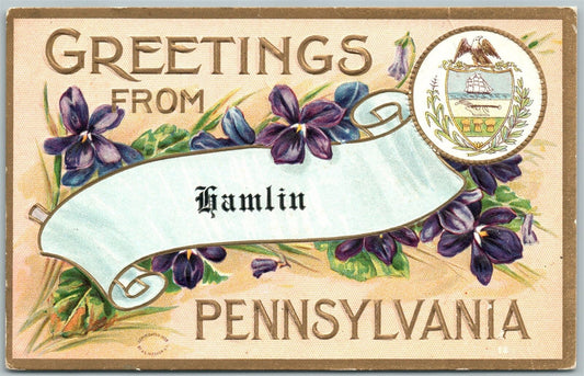 HAMLIN PA GREETINGS ANTIQUE POSTCARD