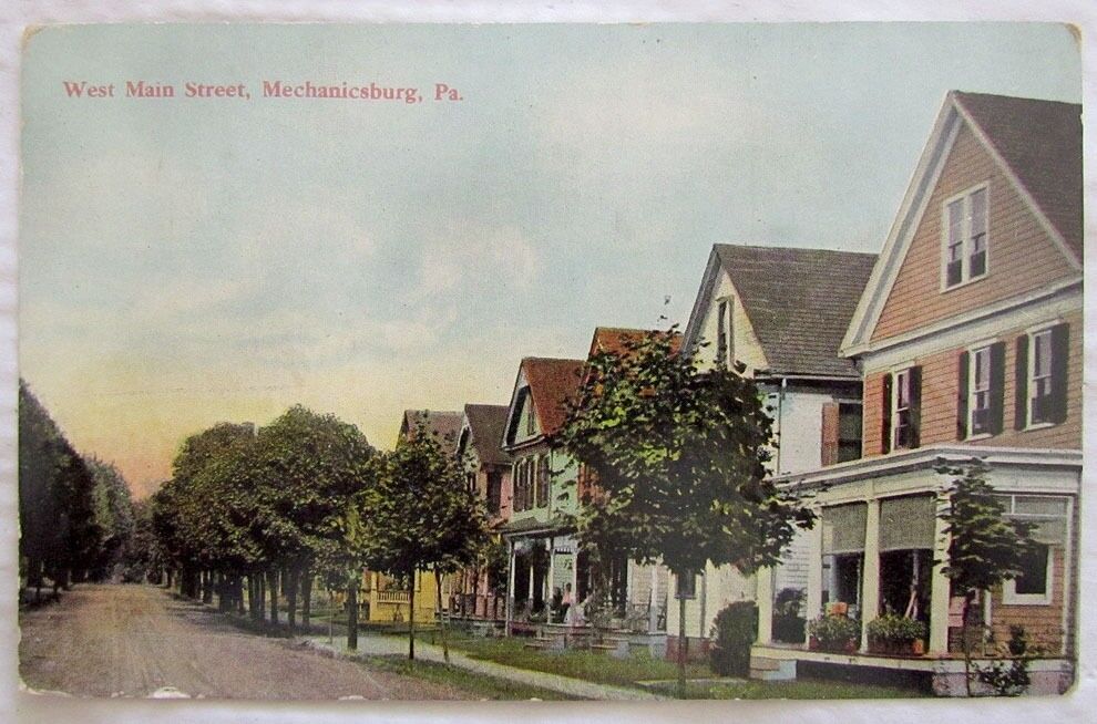 1927 VINTAGE POSTCARD WEST MAIN STREET MECHANICSBURG PA