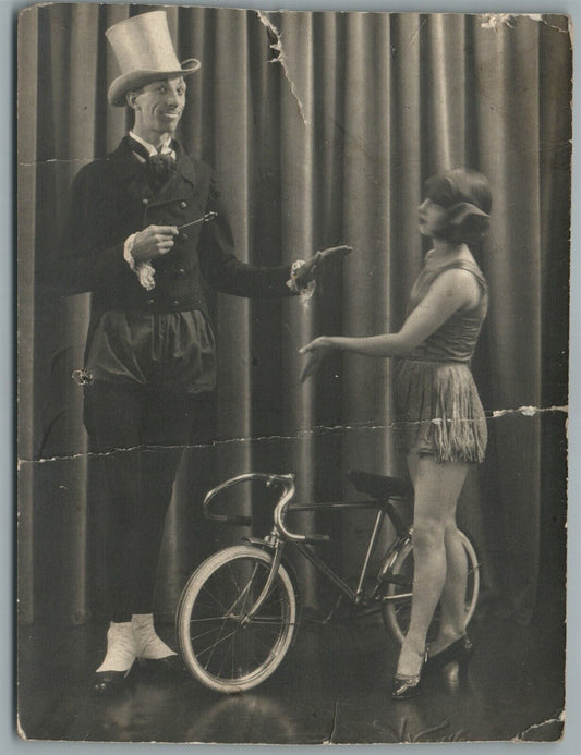 BICYCLE CIRCUS CYCLISTS ANTIQUE REAL PHOTO POSTCARD RPPC
