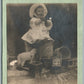 SMILING GIRL w/ TOYS ANTIQUE PHOTO