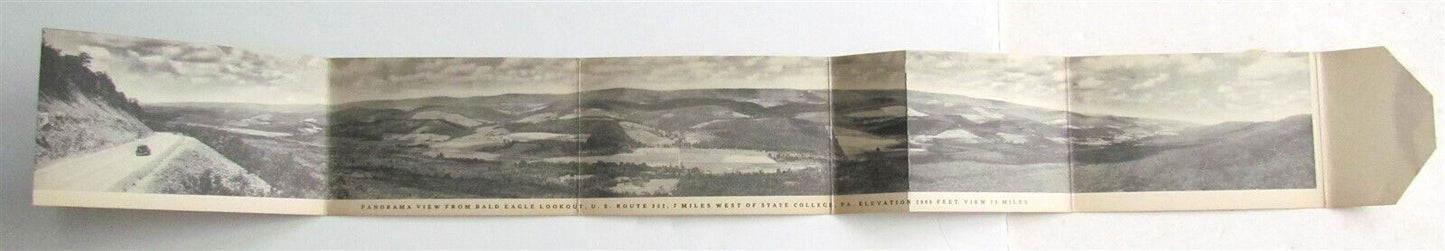 BALD EAGLE VALLEY STATE COLLEGE PA VIEWS 5 PARTS FOLDING VINTAGE POSTCARD