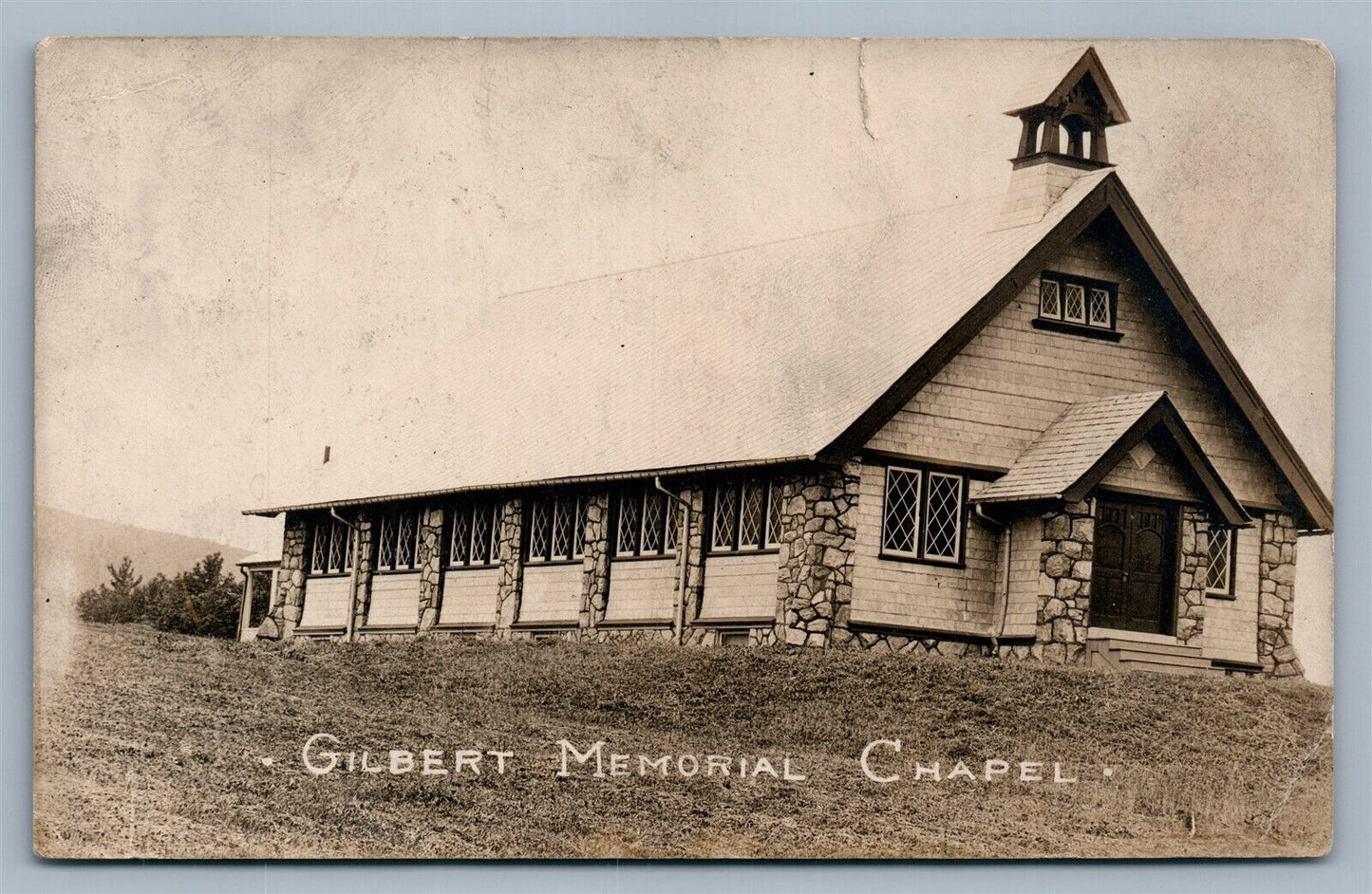 JOHN GILBERT MEMORIAL CHAPEL PA ANTIQUE REAL PHOTO POSTCARD RPPC
