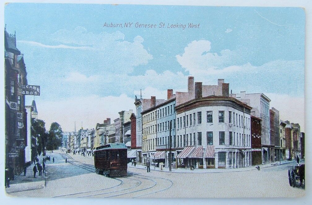 VINTAGE POSTCARD AUBURN NY GENESSE STREET NEW YORK