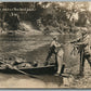 EXAGGERATED FISHING CANADIAN ANTIQUE REAL PHOTO POSTCARD RPPC