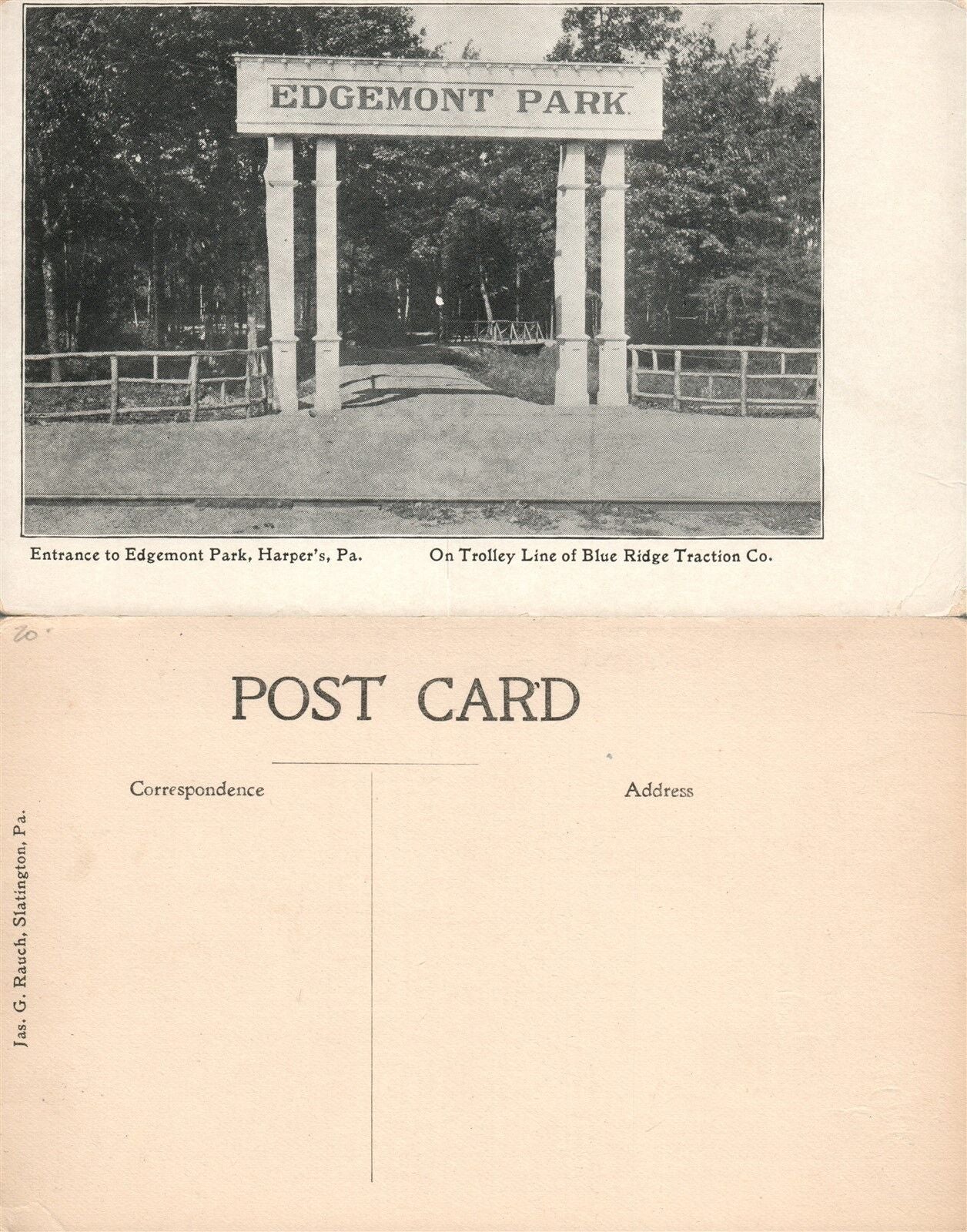 HARPER'S PA EDGEMONT PARK ANTIQUE POSTCARD