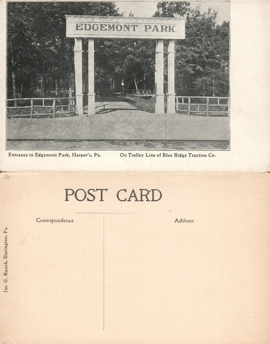 HARPER'S PA EDGEMONT PARK ANTIQUE POSTCARD