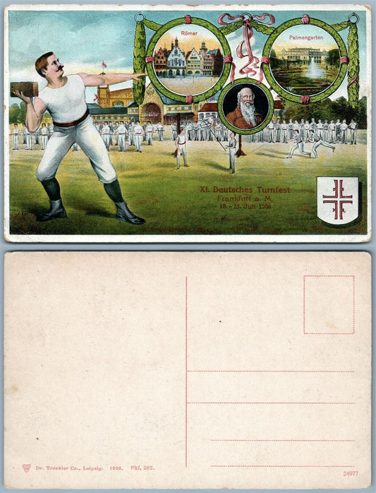 GERMAN SPORT FESTIVAL 1908 ARTISTIC ANTIQUE POSTCARD