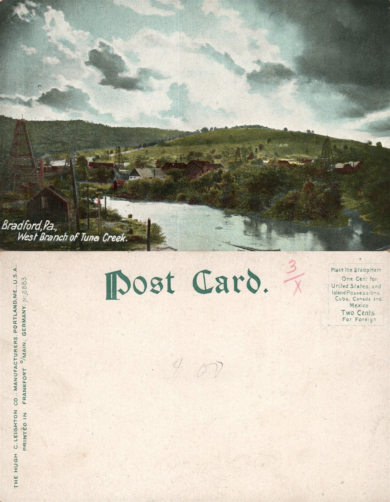 BRADFORD PA WEST BRANCH OF TUNA CREEK UNDIVIDED ANTIQUE POSTCARD