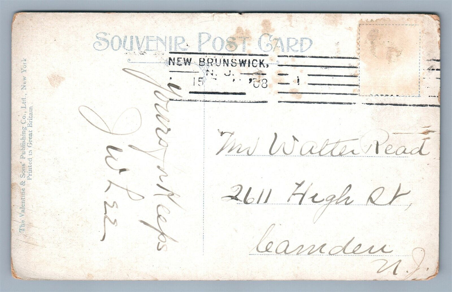 NEW BRUNSWICK NJ LIVINGSTON AVENUE ANTIQUE POSTCARD