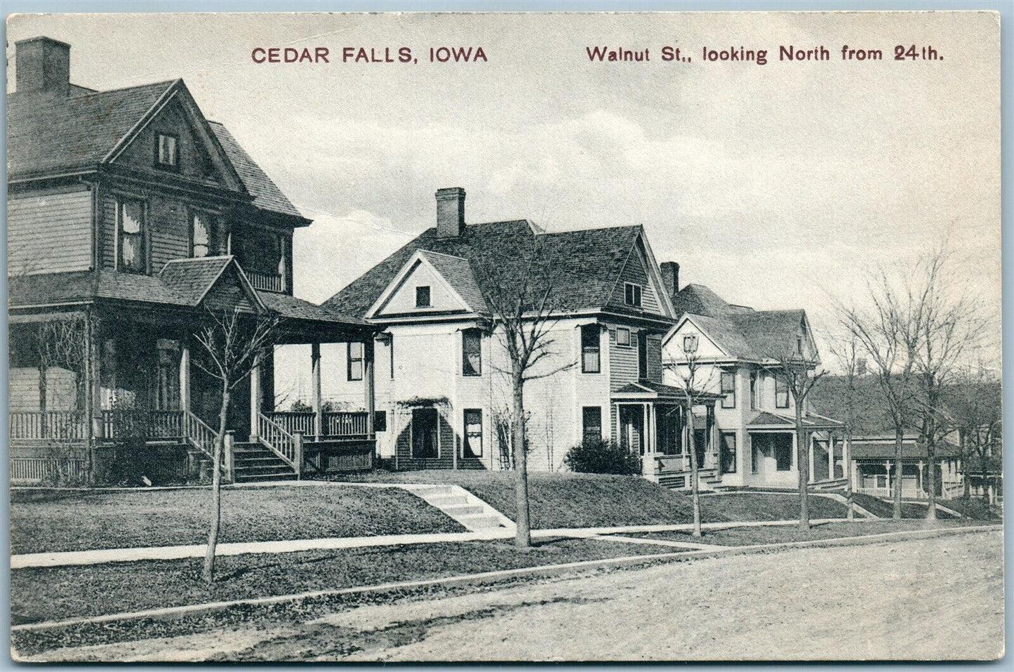 CEDAR FALLS IA WALNUT STREET ANTIQUE POSTCARD