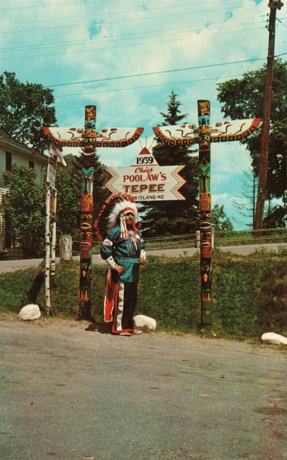 PENOBSCOT TRIBE INDIAN CHIEF OLD TOWN ME 1973 VINTAGE POSTCARD