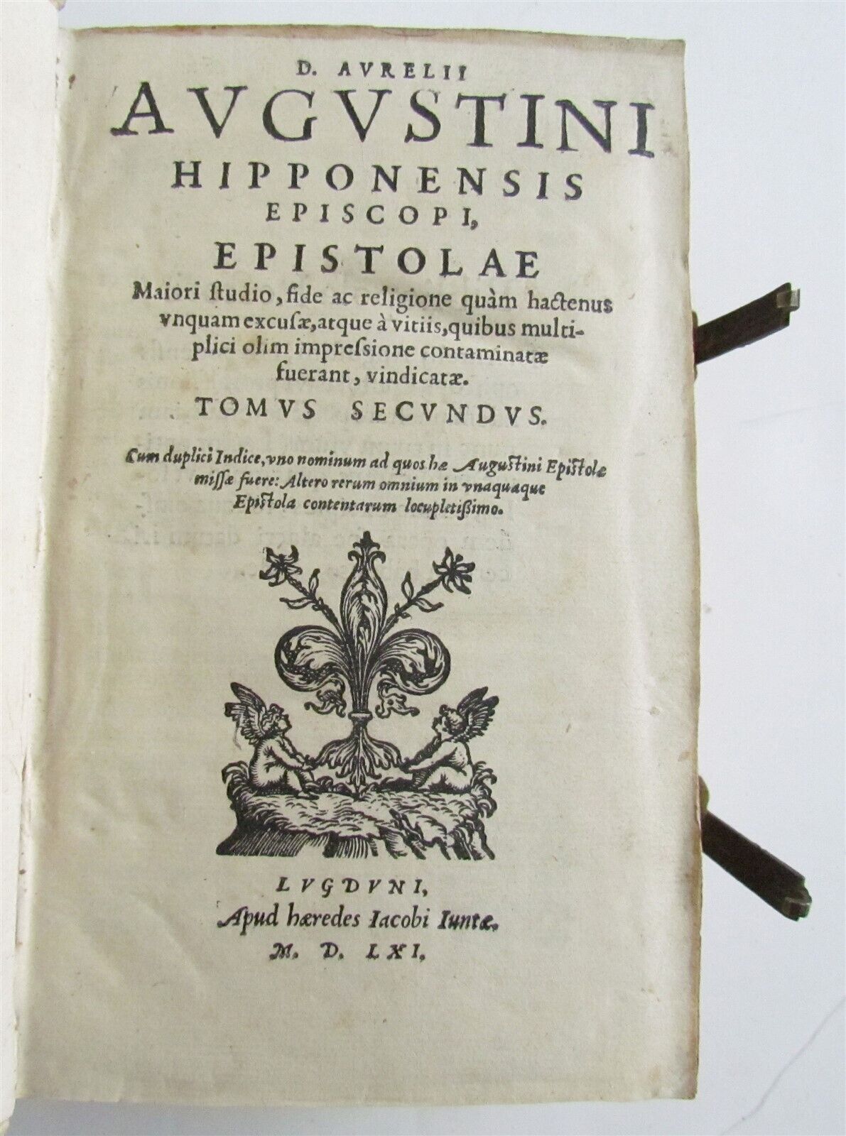 1561 ST.AUGUSTINE antique HAND TOOLED PIGSKIN BINDING w/ CLASPS 16th CENTURY v.2