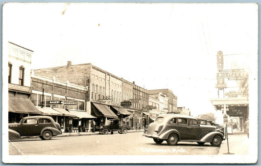 CHEBOYGAN MI STREET SCENE ANTIQUE REAL PHOTO POSTCARD RPPC