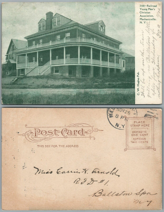 MECHANICVILLE N.Y. RAILROAD YOUNG MEN CHRISTIAN ASSOCIATION ANTIQUE POSTCARD