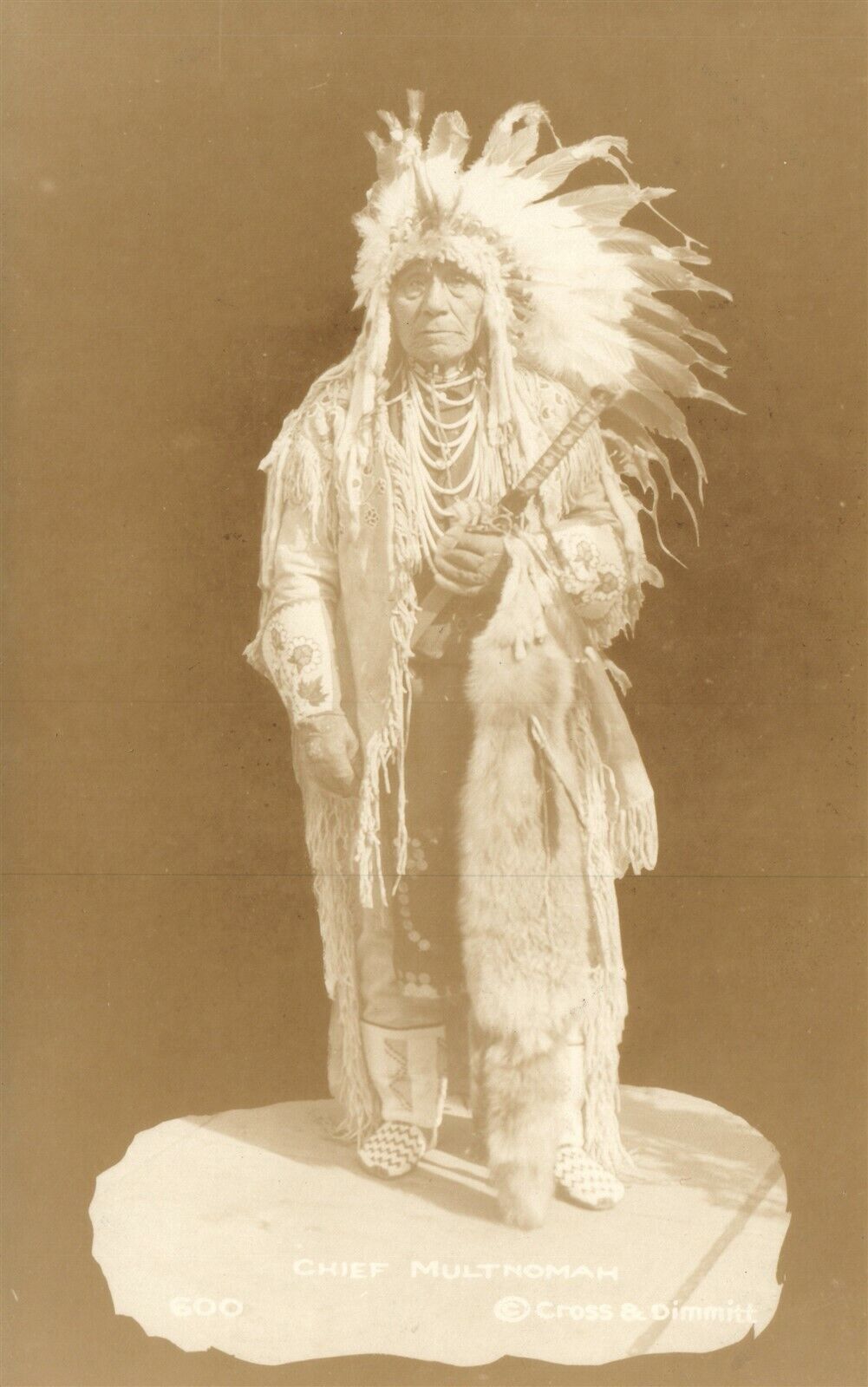 AMERICAN MULTNOMAH INDIAN CHIEF ANTIQUE REAL PHOTO POSTCARD RPPC