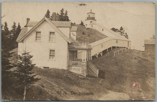 OWLS HEAD ME SCENE ANTIQUE REAL PHOTO POSTCARD RPPC