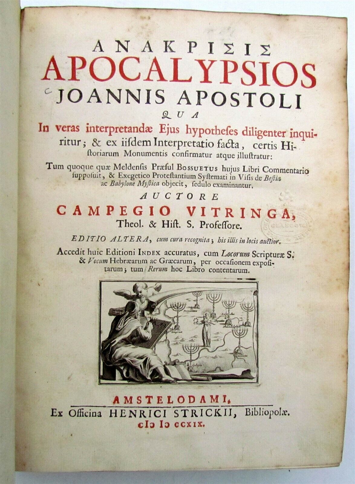 1719 Anakrisis Apocalypsios Joannis Apostoli VELLUM antique Apocalypse VITRINGA