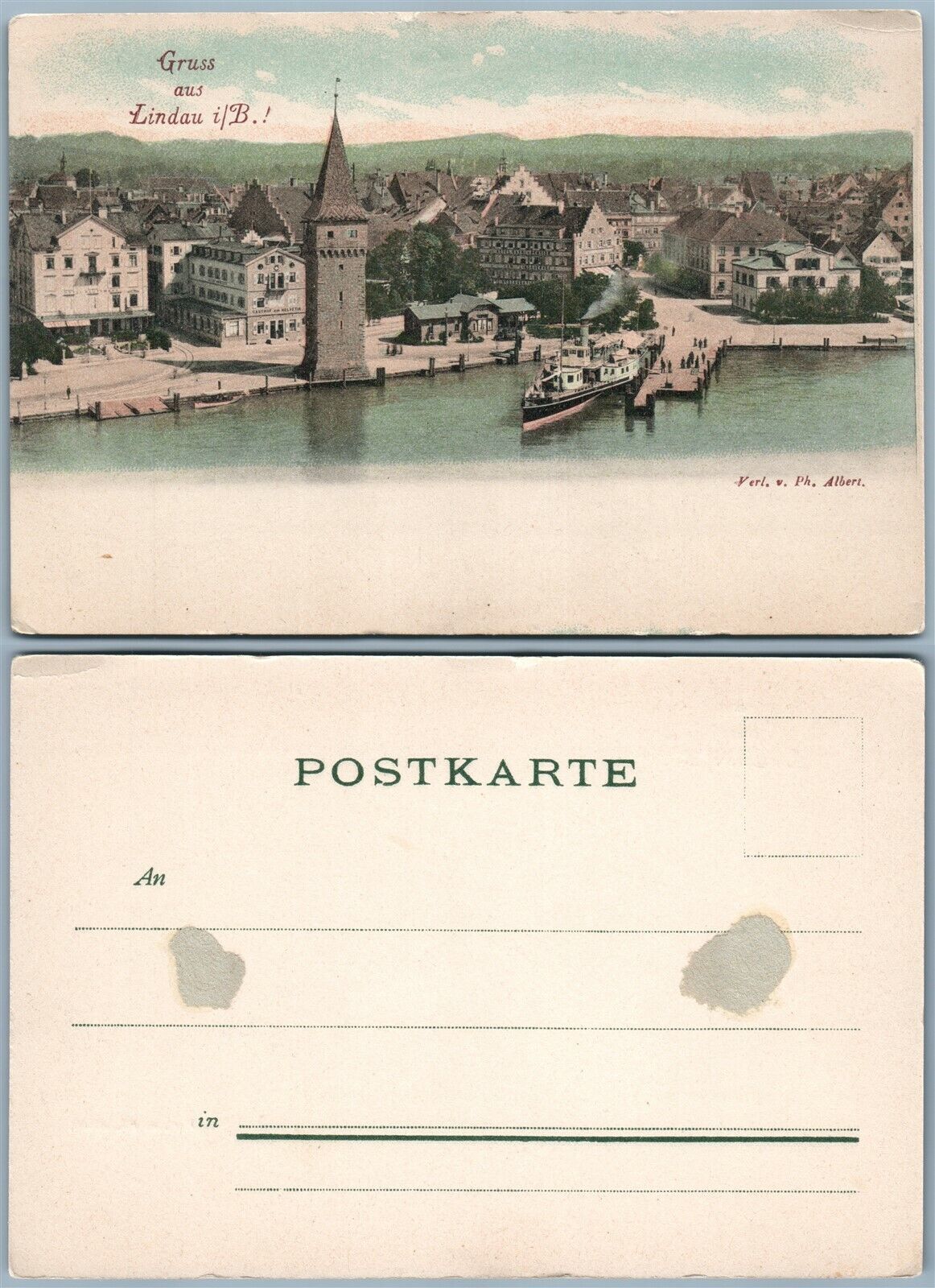 GRUSS AUS LINDAU i/B GERMANY ANTIQUE POSTCARD