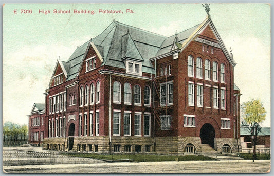 POTTSTOWN PA HIGH SCHOOL BUILDING ANTIQUE POSTCARD