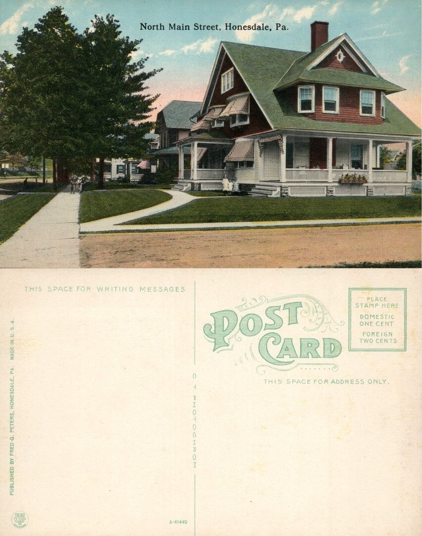HONESDALE PA NORTH MAIN STREET ANTIQUE POSTCARD
