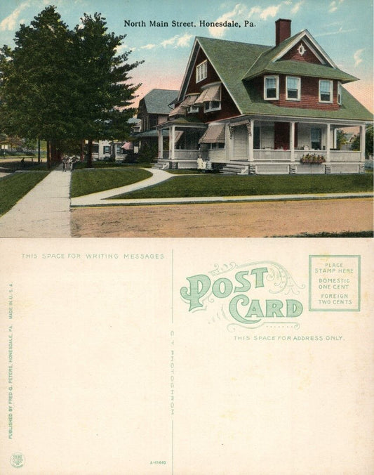 HONESDALE PA NORTH MAIN STREET ANTIQUE POSTCARD