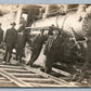 LOCOMOTIVE w/ CREW ANTIQUE REAL PHOTO POSTCARD RPPC railway railroad