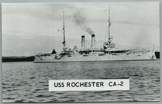 MILITARY SHIP USS ROCHESTER VINTAGE REAL PHOTO POSTCARD RPPC