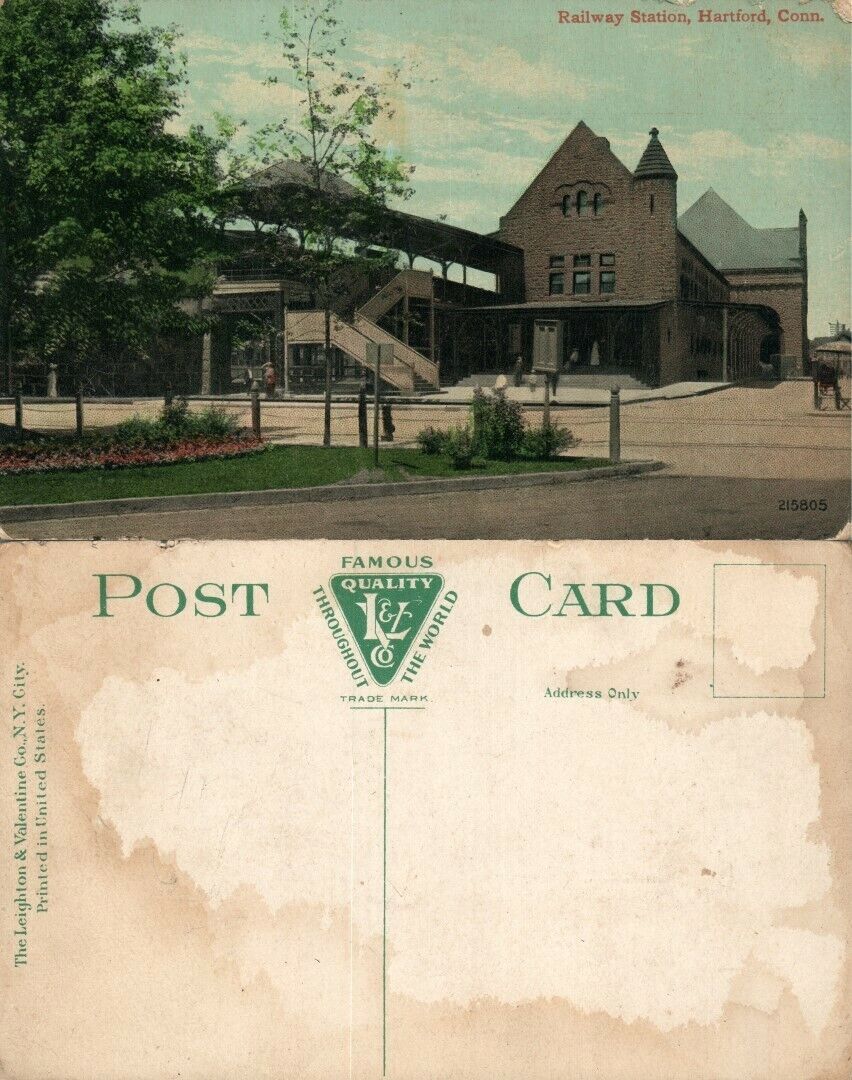 HARTFORD CT RAILROAD STATION ANTIQUE POSTCARD railway depot