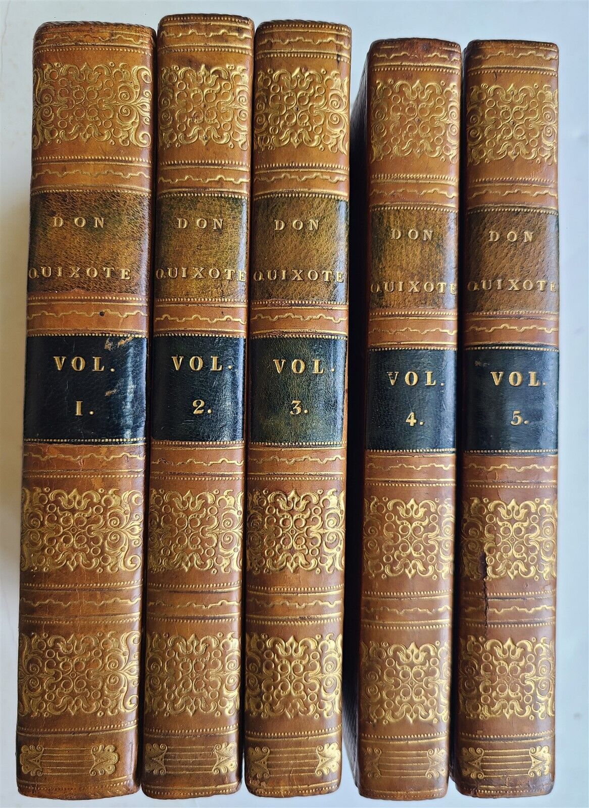 1822 DON QUIXOTE DE LA MANCHA by CERVANTES 5 VOLUMES SET antique in ENGLISH