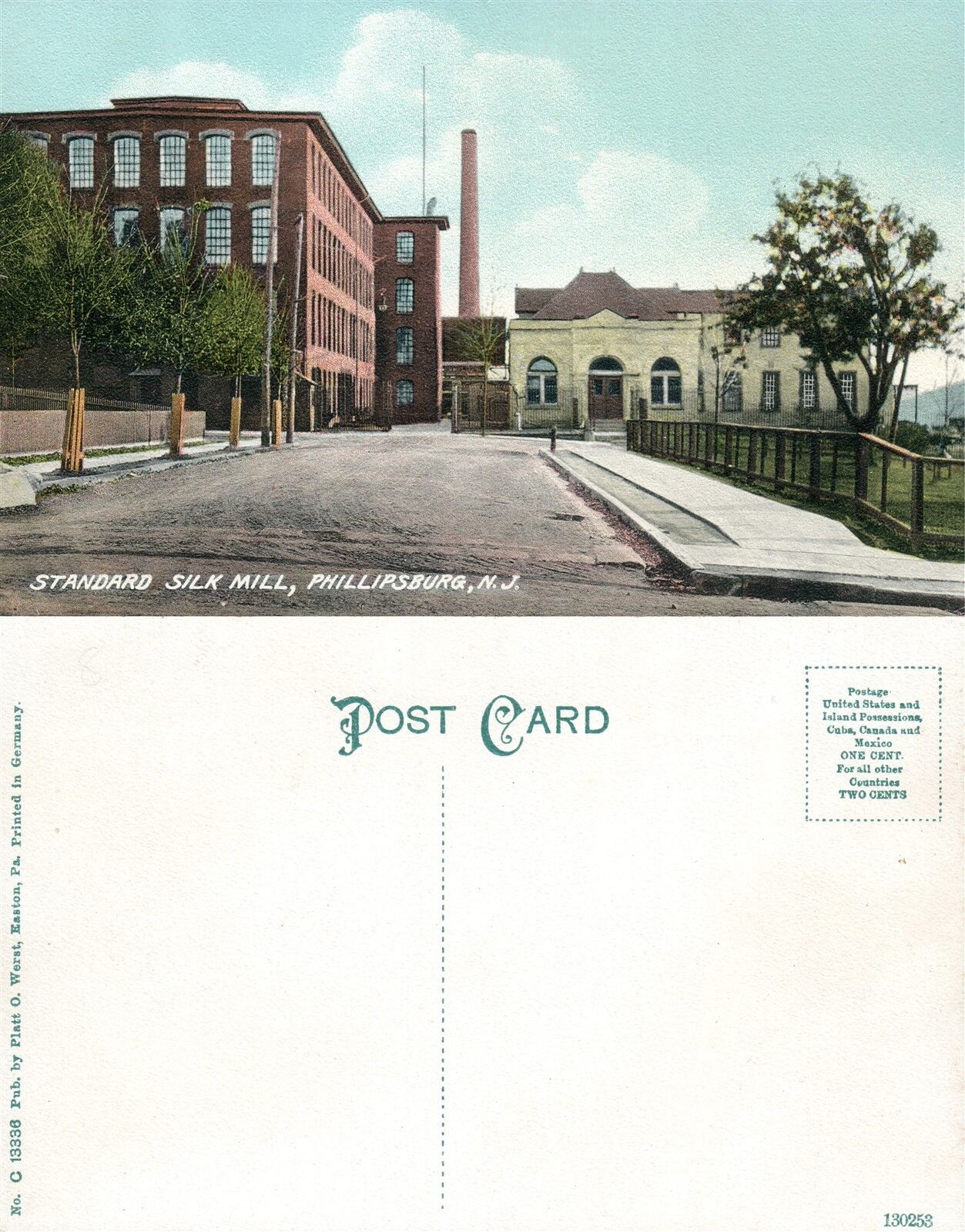 PHILLIPSBURG N.J. STANDARD SILK MILL ANTIQUE POSTCARD