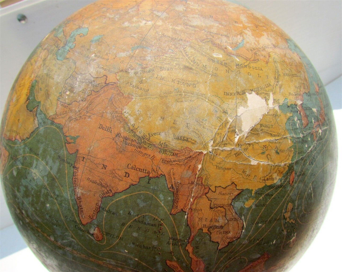 GLOBE 12 inch TERRESTRIAL ANTIQUE WWI ERA