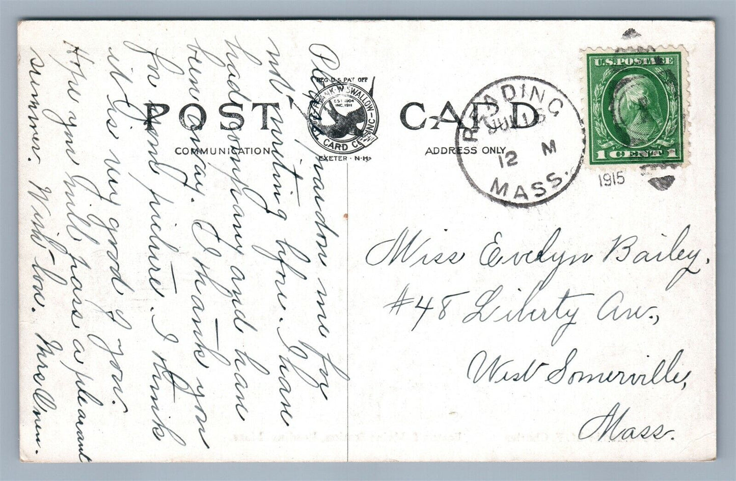 READING MA RAILROAD STATION ANTIQUE POSTCARD RAILWAY DEPOT