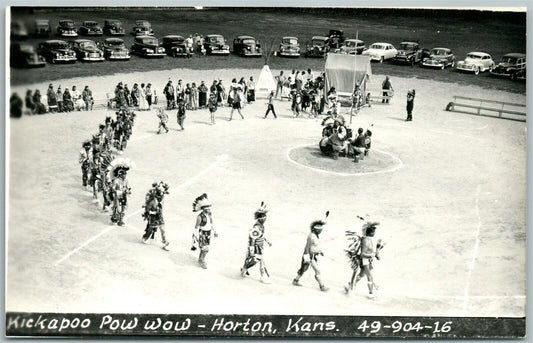 AMERICAN INDIANS KICKAPOO POW WOW HORTON KS VINTAGE REAL PHOTO POSTCARD RPPC