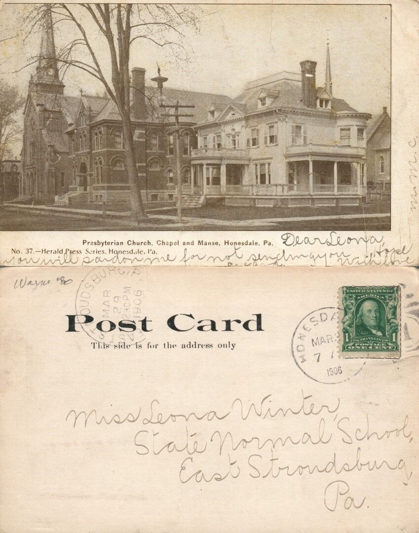 HONESDALE PA PRESBYTERIAN CHURCH ANTIQUE POSTCARD
