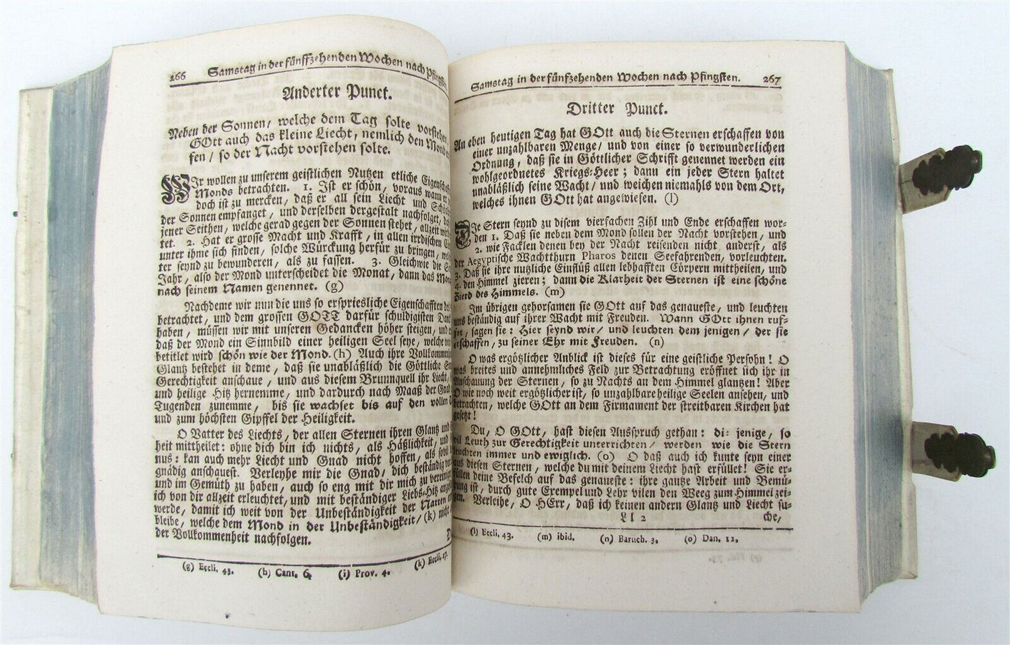 1758 SPANISH JESUIT LUDOVICI DE PONTE antique GERMAN BLINDSTAMPED PIGSKIN CLASPS