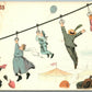 PEOPLE ON THE ROPE ANTIQUE GERMAN POSTCARD