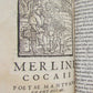 1585 ILLUSTRATED MACARONIC POETRY MERLINI COCAII antique 16th CENTURY