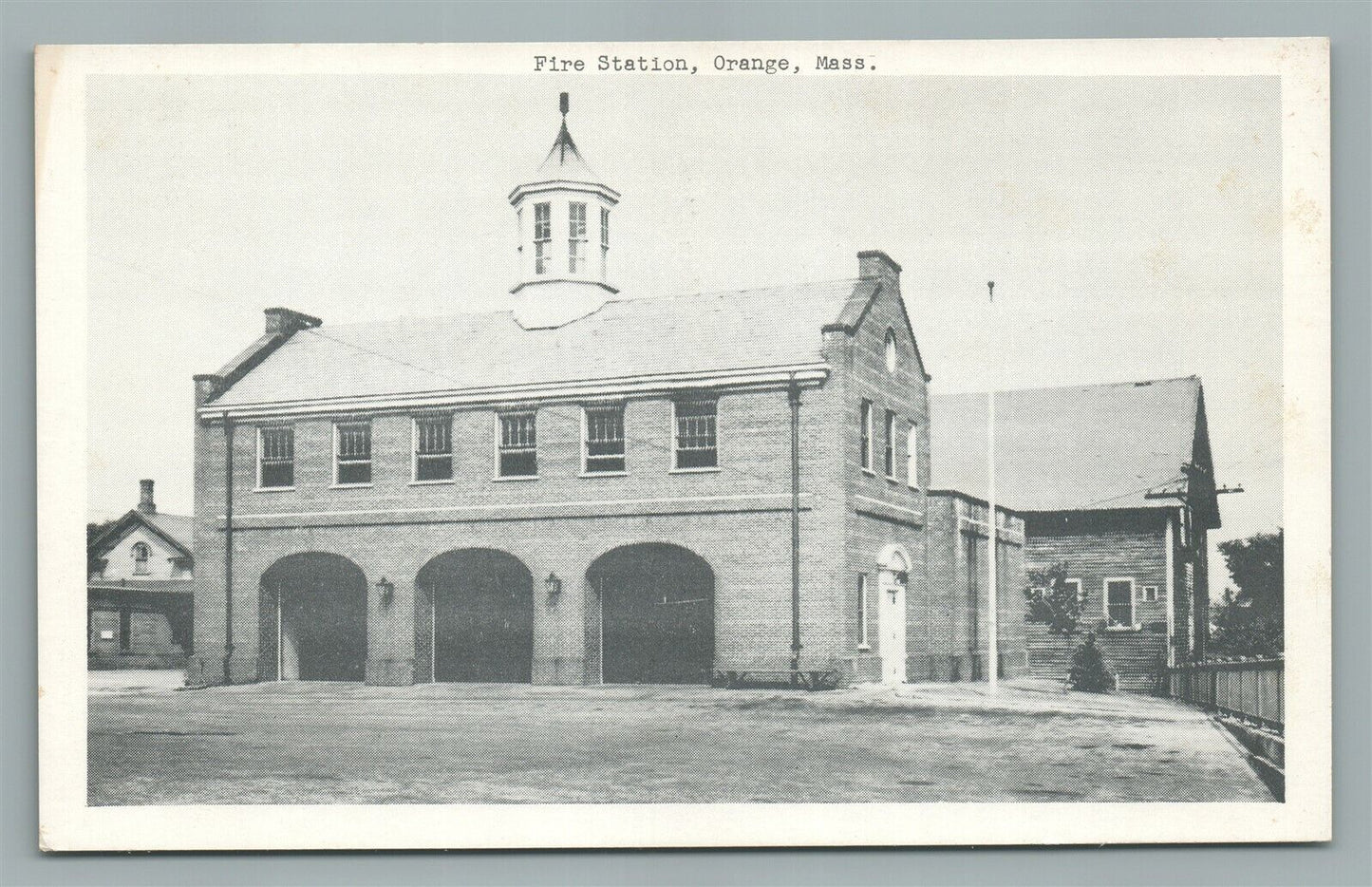 ORANGE MA FIRE STATION ANTIQUE POSTCARD
