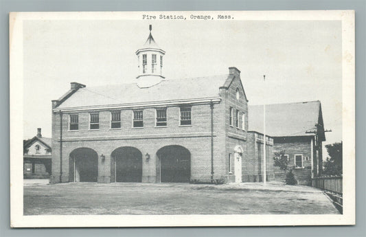 ORANGE MA FIRE STATION ANTIQUE POSTCARD